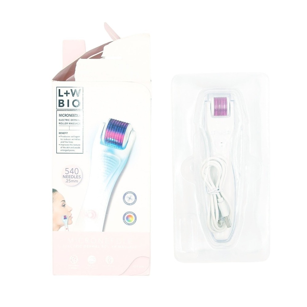 Luxe + Willow- .25mm LED Microneedle Electric Dermal Roller Massage - White